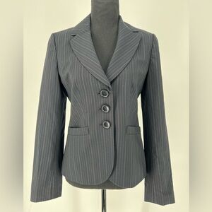ANN TAYLOR 93%WOOL BLEND BLACK PIN STRIPE BLAZER IN FINE ITALIAN FABRIC‎